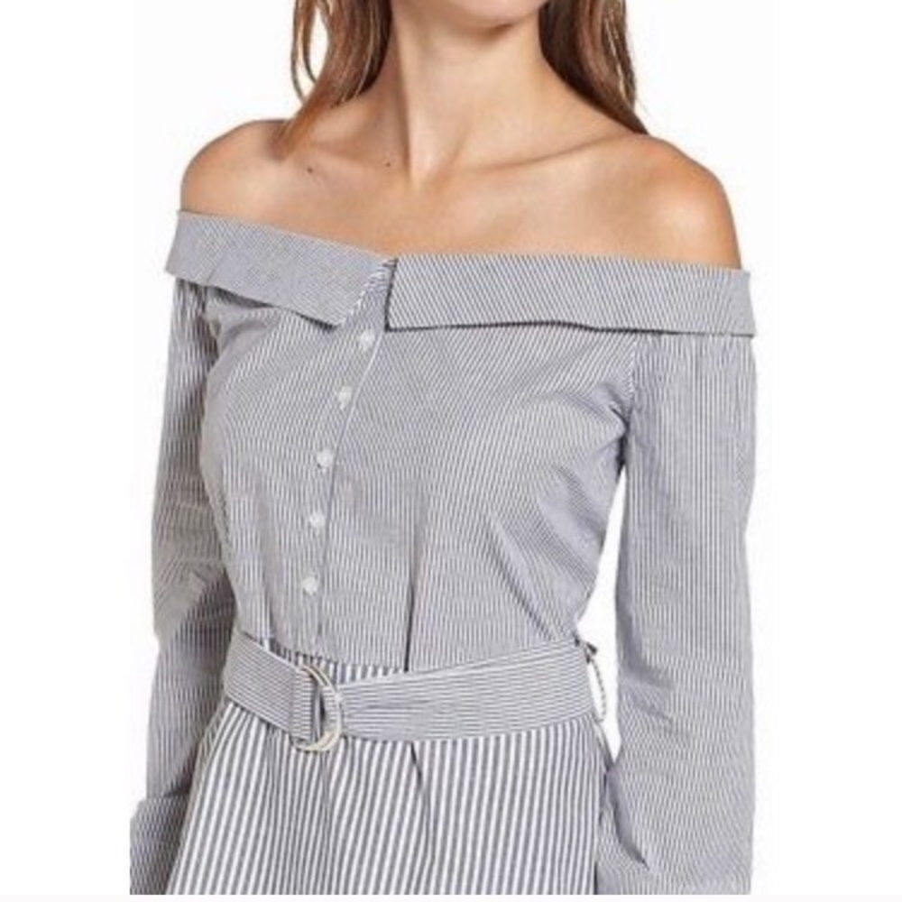 Socialite Striped Off Shoulder Dress
